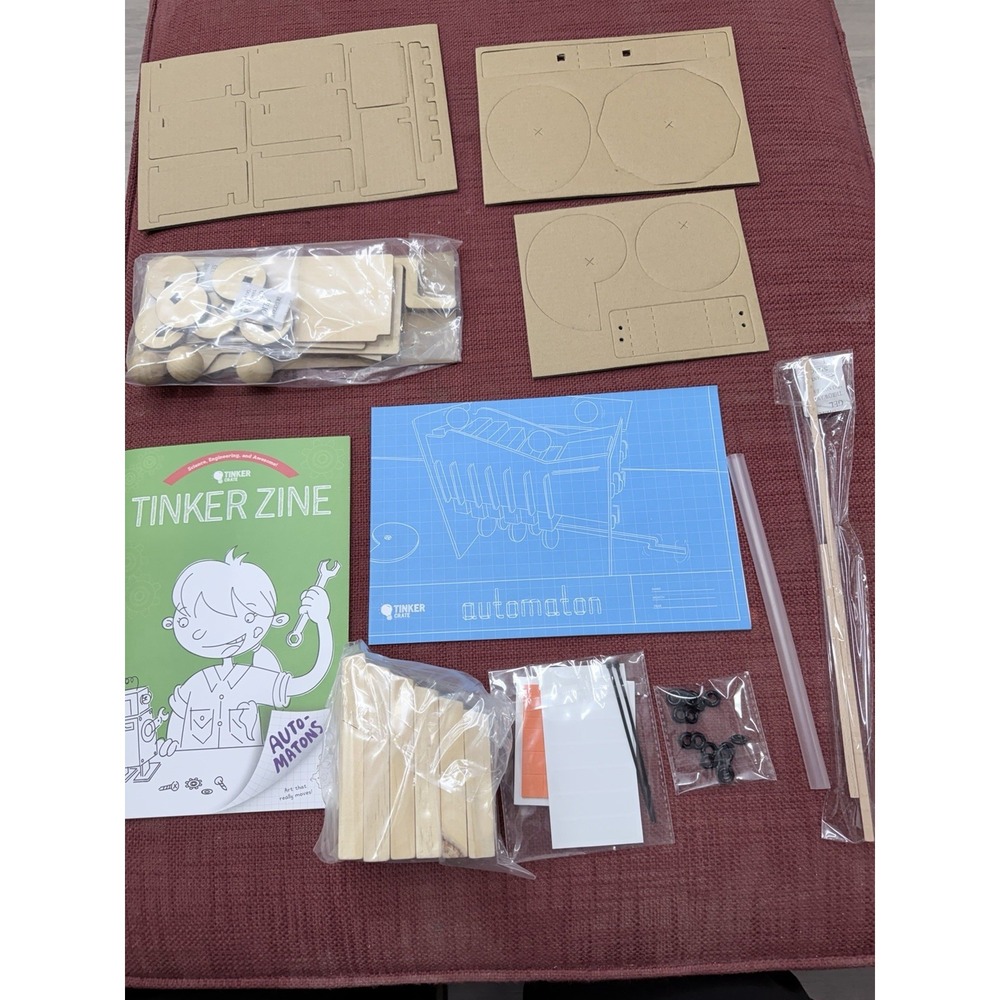 KiwiCo TINKER CRATE Make Your Own WOODEN‎ AUTOMATION STEM Open Box